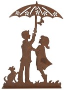 Hrdzavá dekorácia deti so psíkom Brocante rust - 21*5*31 cm