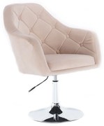 LuxuryForm DESIGN Kreslo ANDORA VELUR na striebornom tanieri - krémové