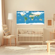 PIPPER. Samolepiaca textilná tapeta - Detská mapa sveta