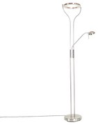 Moderná stojaca lampa oceľ s čítacím ramenom vrátane LED a stmievača - Divo