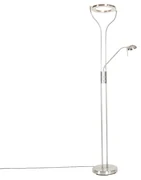 Moderná stojaca lampa oceľ s čítacím ramenom vrátane LED a stmievača - Divo