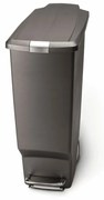 Úzky pedálový kôš 40 l šedý plast, sivá
