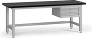 Pracovný stôl do dielne G4 so závesným boxom na náradie, MDF + PVC doska, 2 zásuvky, 2100 x 750 x 800 mm, sivá