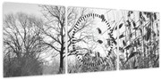 Obraz - Pole v zime (s hodinami) (90x30 cm)