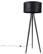Stojacia lampa trojnožka čierna s tienidlom čiernym 50 cm - Tripod Classic