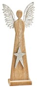Drevený anjel ANGEL SILVER 26 cm prírodný