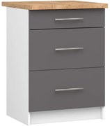 Spodná kuchynská skrinka s doskou OLIWIA S60 3SZ biela / grafitová / sivá