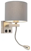 Moderná nástenná lampa oceľ s šedým tienidlom - Brescia