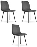 Set troch jedálenských stoličiek RIFT sivé / čierne nohy (3 ks)