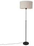 Stojaca lampa čierna nastaviteľná so svetlosivým tienidlom 50 cm - Parte