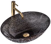 Rea Frost Black, sklenené umývadlo na dosku 510x355x160 mm, čierna, REA-U5071