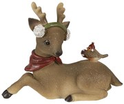 Vianočné dekoratívne soška soba s vtáčikom - 17 * 7 * 13 cm