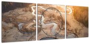 Obraz - Úsvit nad meandrami (s hodinami) (90x30 cm)