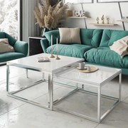 KONFERENČNÝ STOLÍK BELLA BIELY LESK + CHRÓM