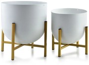 Súprava 2 kvetináčov na stojane SWEN I biela