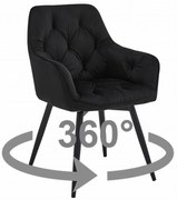 Otočné jedálenské kreslo JORK360 VELVET čierne