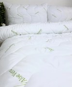 Francúzska perina 200x220 cm + 2x vankúš 70x90 cm Aloe Vera Green – veľký paplón pre dvoch, 300 g/m²