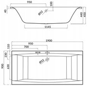Cersanit Virgo akrylátová vaňa 190x90cm + nožičky, biela, S301-221