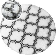 TZ Biely okrúhly vzorovaný koberec shaggy Decor Latern Rozmer: 120 cm