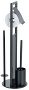 Čierny stojan na toaletný papier so štetkou z nehrdzavejúcej ocele Ravina – Wenko