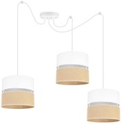 Závesné svietidlo Juta Spider, 3x jutové/biele textilné tienidlo, w