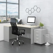 Zostava kancelárskeho nábytku SimpleOffice 2, 140 cm, ľavá, sivá / dub svetlý