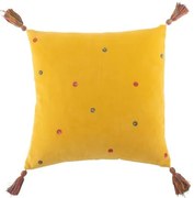 Žltý vankúš s bodkami a strapcami - 45 * 45 cm