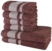 Sada 6 kusov bavlnených osušiek a uterákov Ates hnedá EMI