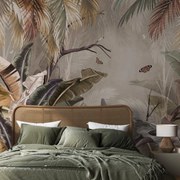 Fototapeta – Džungľa na stene s motýľmi (147x102 cm)