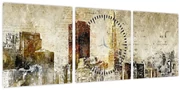 Obraz - Umelecky stvárnené mesto (s hodinami) (90x30 cm)