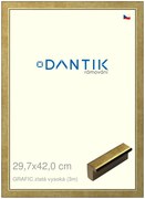 DANTIK rám na obraz 29,7x42 | GRAFIC zlatá vysoká (Plexi Čiré)