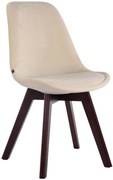 Stolička Borne V2 - zamat, drevené nohy orech - Krémová