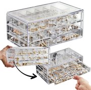 eCarla Kozmetický organizér na šperky a make-up, 3 pozdĺžne zásuvky s priehradkami, CARLA