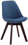 Stolička Borne V2 - látka, drevené nohy orech - Modrá