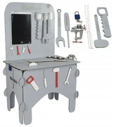 Drevený ponk s príslušenstvom - šedý