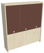 Vysoká skriňa Verno 188 x 46 x 210 cm, kombinované dvere, agát / hnedá