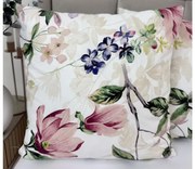 Obliečka na vankúš Magnólia 40x40 cm – romantický kvetinový vzor, 100 % bavlna, zips