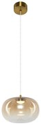 Závesné svietidlo Vaso, 1x jantárové sklenené tienidlo, (fi 18cm), g