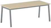 Rokovací kancelársky stôl PRIMO BASIC, 200x90 cm, sivostrieborná podnož, breza