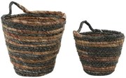 2 ks pletených hnedých košíkov s ušami Lionny - Ø18*17/ Ø13*13cm