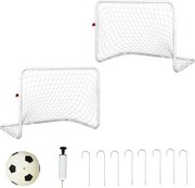 HOMCOM Sada 2 futbalových brán s sieťou a loptou pre deti a dospelých vonkajšia športová hračka oceľ a polyester 78x46x56 cm Biela | Aosom