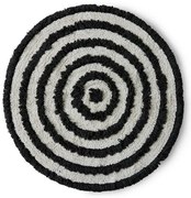 Béžovo-čierna okrúhla bavlnená kúpeľňová predložka Bath mat - Ø 120 cm