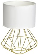 Stolná lampa Lupo, 1x biele textilné tienidlo, g