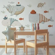 Gario Detská nálepka na stenu Sea voyage - veľryby, korytnačka a rybičky