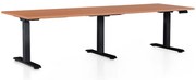 Výškovo nastaviteľný stôl OfficeTech Long, 240 x 80 cm, čierna podnož, čerešňa