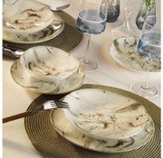 24-dielna jedálenská súprava, biela/hnedá, porcelán