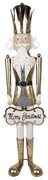 Zlatá kovová dekorácia socha Luskáčik Merry Christmas - 27*28*165 cm