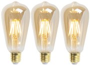 Sada 3 stmievateľných LED žiaroviek E27 ST64 Goldline 5W 380lm 2200K