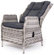 Ratanové polohovateľné kreslo KINGSMAN svetlo-sivé s tmavosivou poduškou