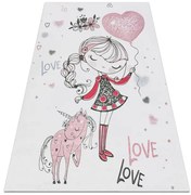 Detský koberec protišmykový BAMBINO 2644 Dievčatko, biely / ružový